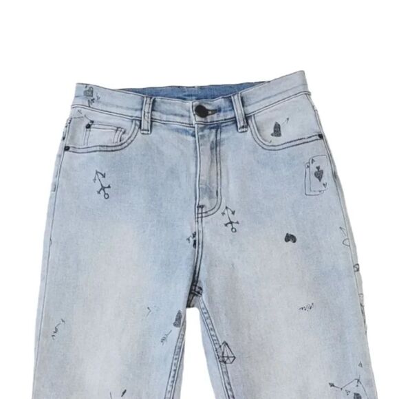 Urban Outfitters BDG High Rise Jean Girlfriend Doodle Denim Light Wash Size 27 - Picture 4 of 12